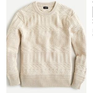 J Crew cotton sweater in combination guernsey stitch